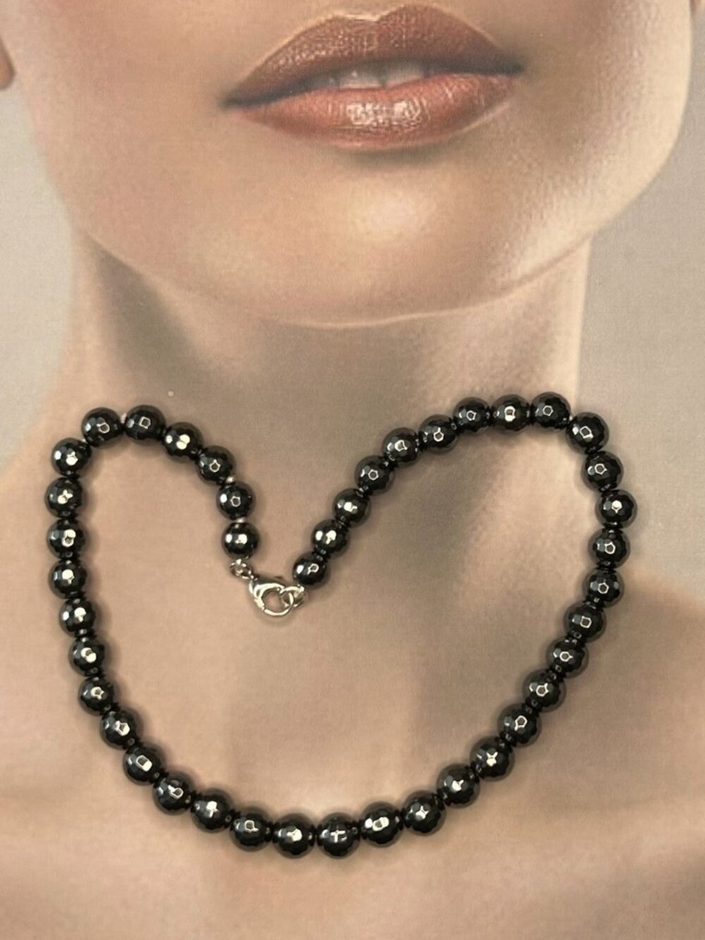 Faceted Hematite Beads Necklace.